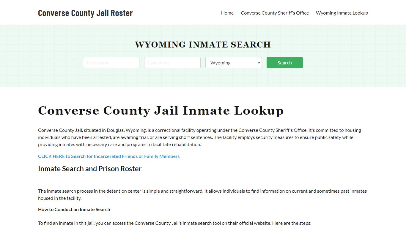 Converse County Jail Roster Lookup, WY, Inmate Search