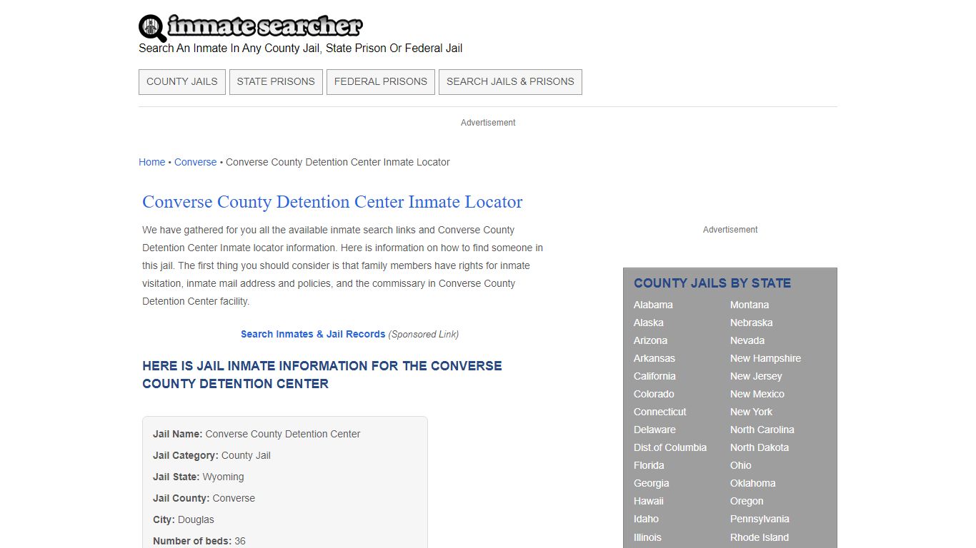 Converse County Detention Center Inmate Locator - Inmate Searcher